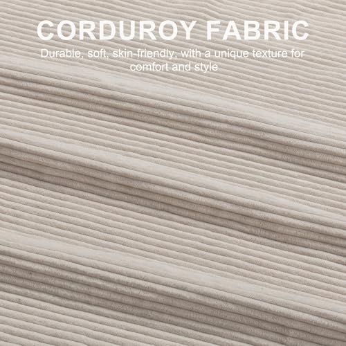 Beige Corduroy L-Shaped Sleeper Sofa with Storage J29785