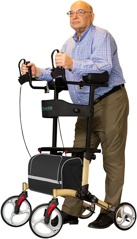 Upright Walker with Seat and Padded Armrests (Carbon Fiber Black) V52714