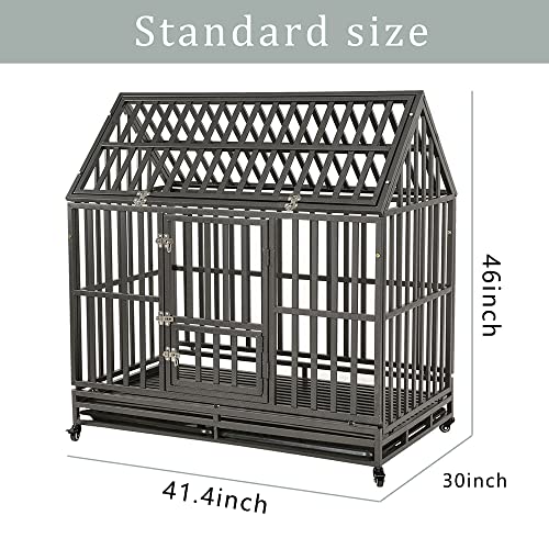 Black 48 inch Metal Dog Cage with Four Wheels V433