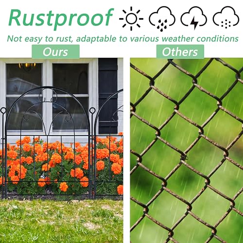 Black Rustproof Metal Garden Fence Border 10 Panels J180801