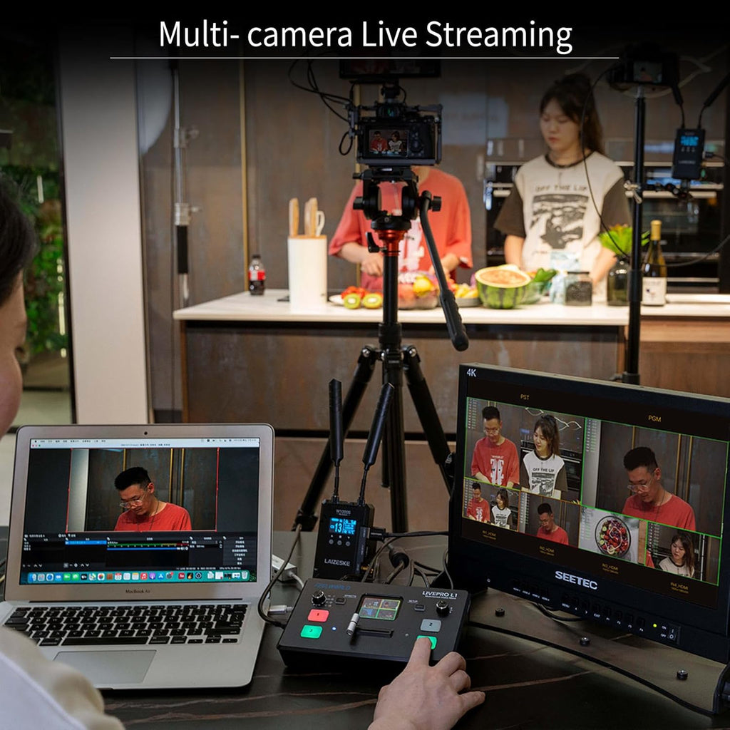 Multi Camera Video Mixer Switcher 2 Inch LCD Display 4 x HDMI Inputs USB 3.0 Output D9023