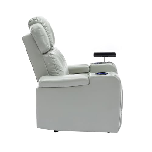 Black Electric Recliner Chair with Cup Holder Bluetooth Speaker LED Lights USB Ports Tray Table Arm Storage I168