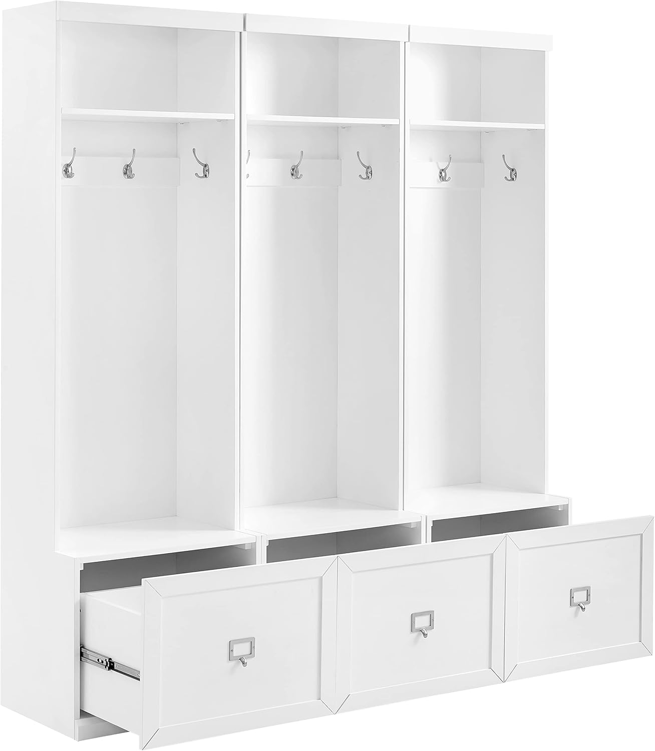 White 3-Piece Entryway Set with 3 Hall Trees T845752