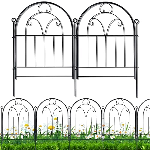 Black Rustproof Metal Garden Fence Border 10 Panels J180801