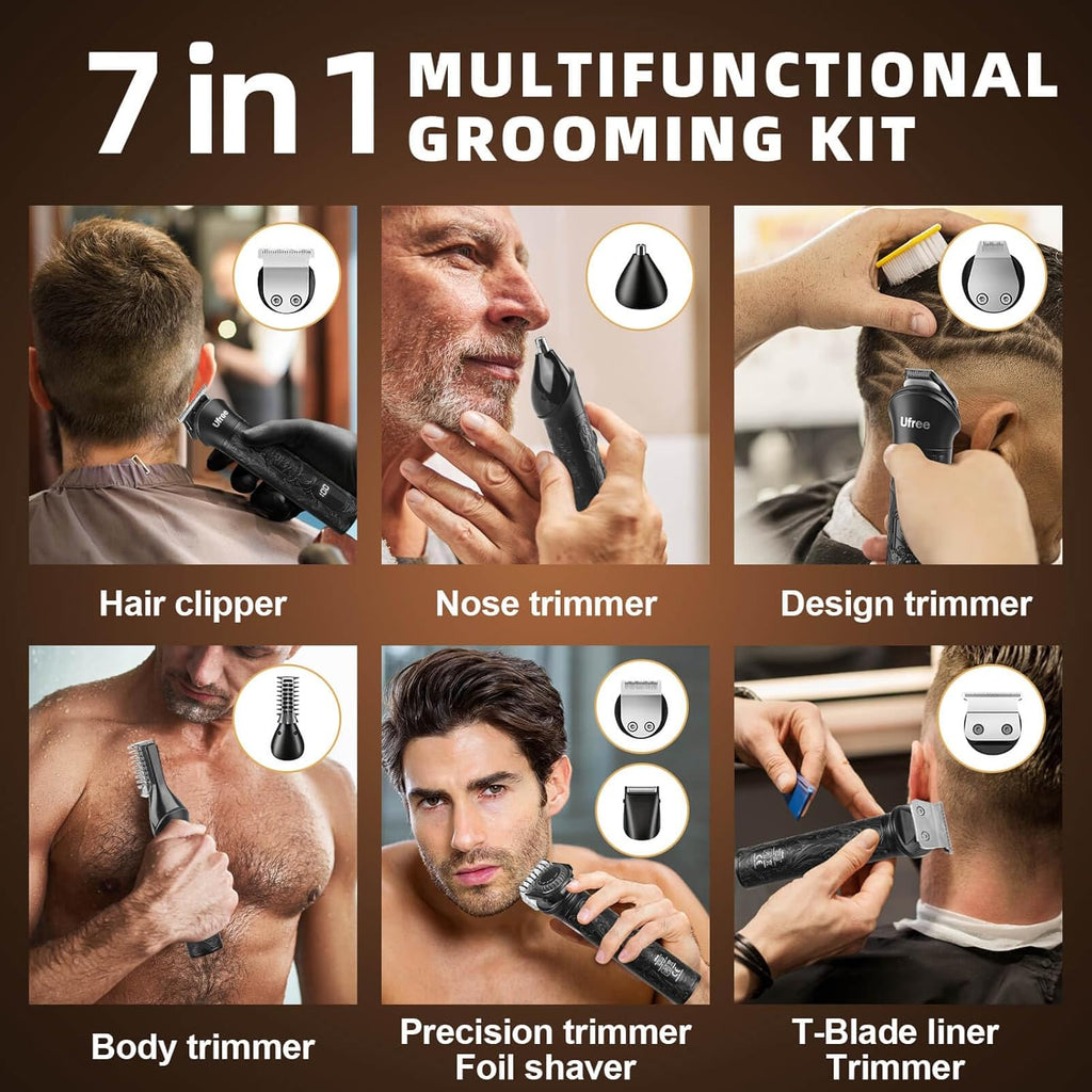 Beard Trimmer Electric Razor Cordless Hair Clippers 7 in 1 Beard Grooming Kit P434124