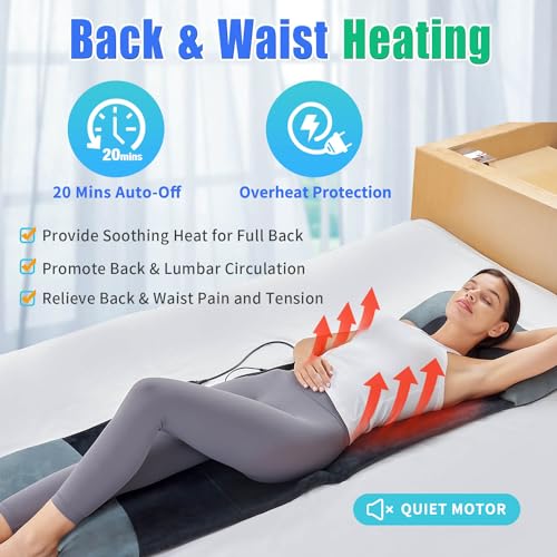 Full Body Massage Mat with Shiatsu Neck Massager, 3D Lumbar Traction, Back & Waist Heat, 4 Vibrating Motors N873