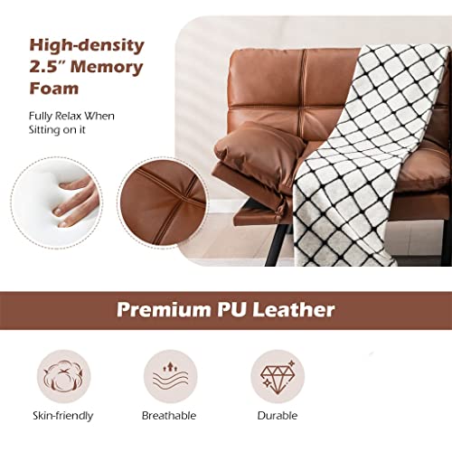 Brown Memory Foam Convertible Futon Sofa Bed with Adjustable Armrest X543391