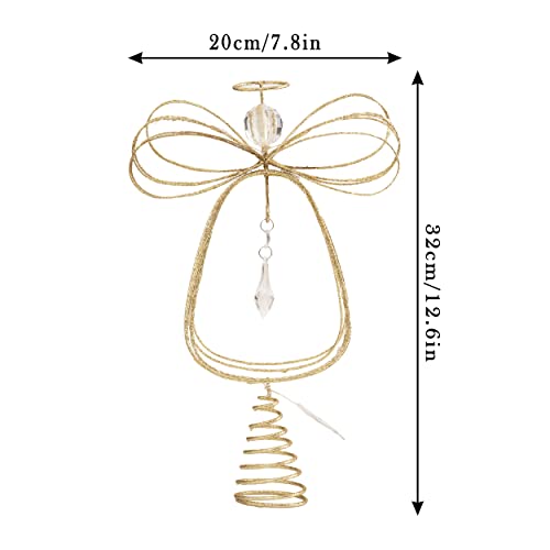 10 Inch Pre-Lit Gold Metal Angel Tree Topper B10153