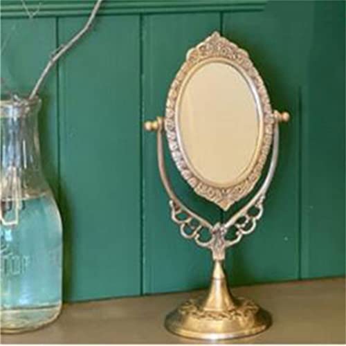 European Style Retro Brass Handle Desktop Dressing Mirror C882