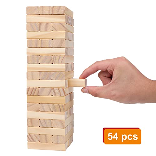 54pcs Wooden Tumbling Tower Game with Carry Case J342946