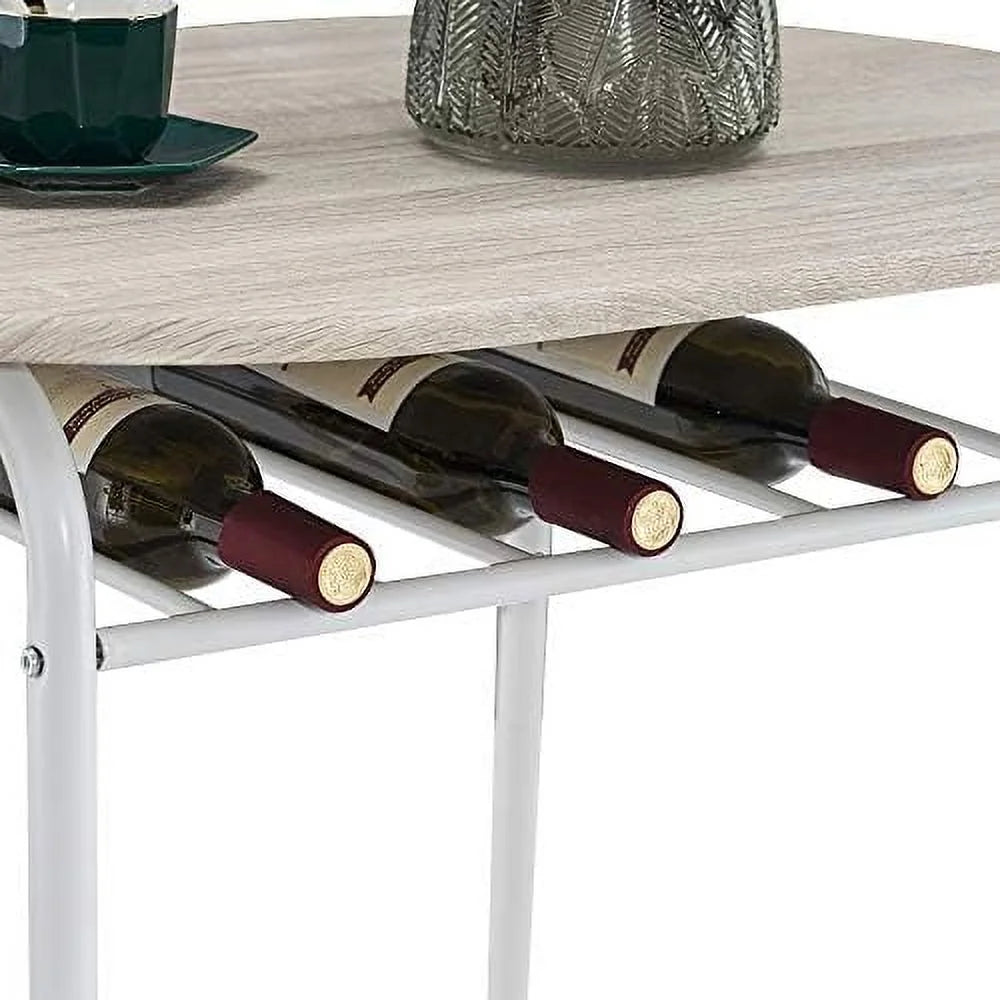Compact Dining Table Set with Rack (Oak and White) J852