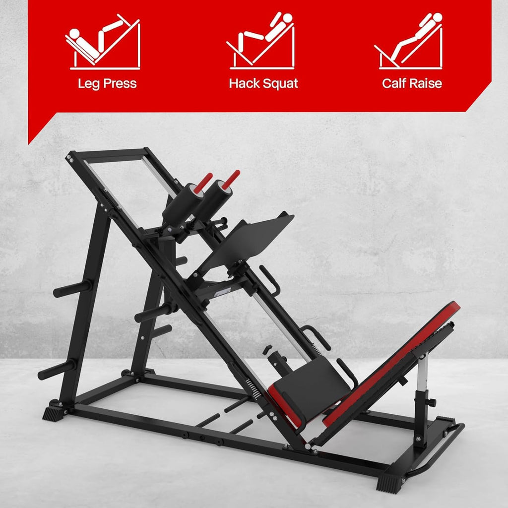 Leg Press Hack Squat Machine Combo with Weight Storage Posts F472