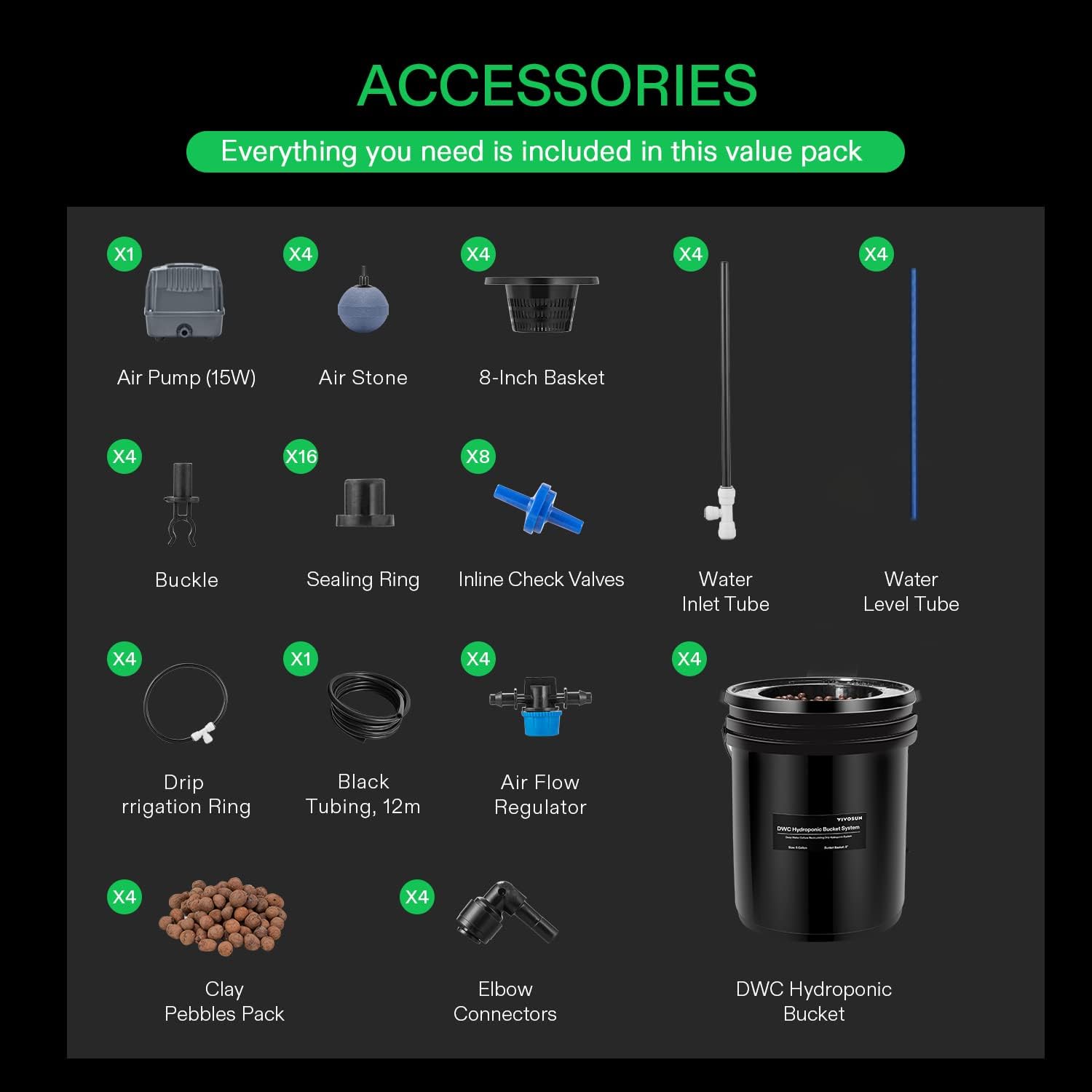 5-Gallon Deep Water Culture Hydroponics Grow System Y568831