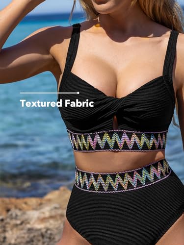 Women's Two Piece Bikini Set High Waisted V Neck Y4680