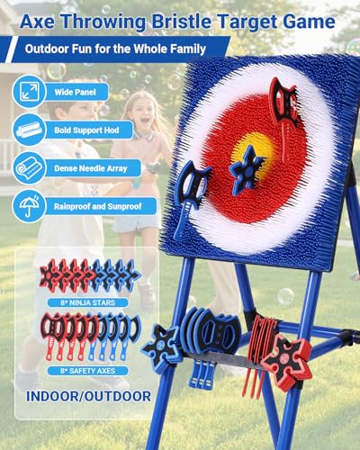 8 Throwing Axes Set with Foldable Plastic Target V57296