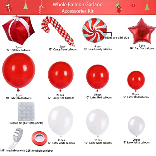 Christmas Balloon Garland Arch Kit With Red White Candy Gift Box Star Balloons M6466