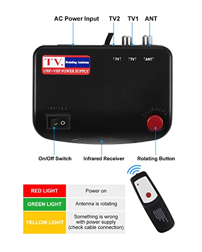 Digital Amplified HDTV Antenna with 60 ft RG6 Coax Cable, 150 Miles Range, 360 Degree Rotation W7363
