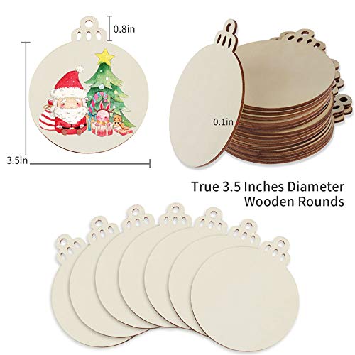 50PCS 4-Inch Unfinished Pre-Drilled Wood Slices Circles Z114820