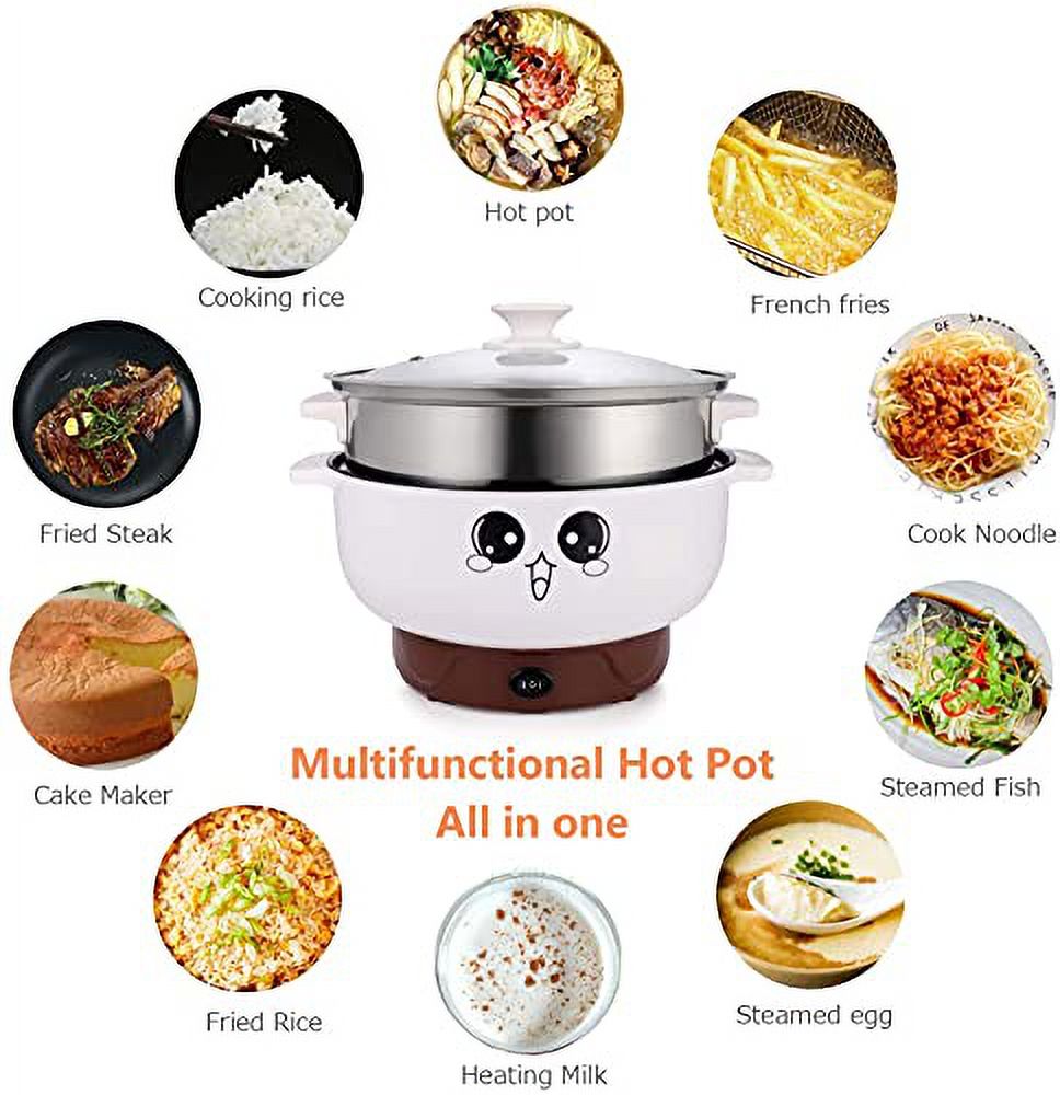 4-In-1 Electric Stainless Steel Non-Stick Hot Pot Cooker 2.3L Portable Skillet Grill Pan P520