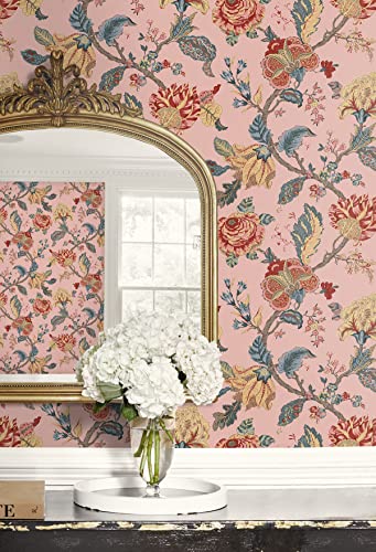 Victorian Jade Floral Prepasted Wallpaper Q905