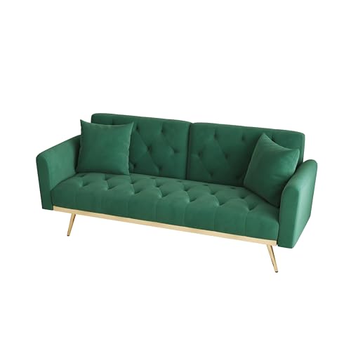 Green Velvet Convertible Sofa Bed S9056