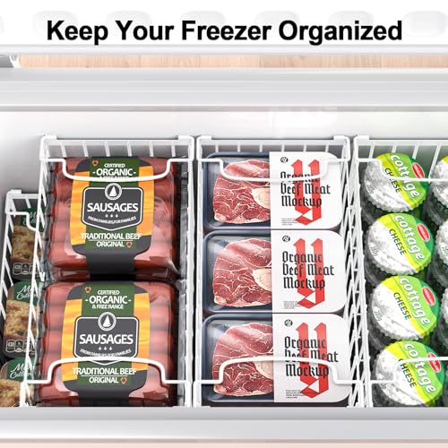 4 Pack Stackable Black Freezer Organizer Bins with Handles G345