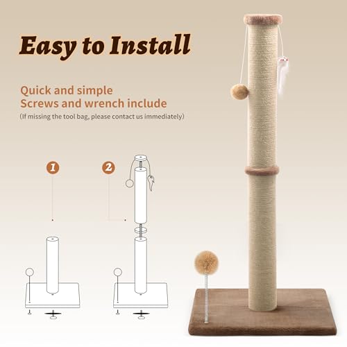 Gray 36 inch Cat Scratching Post with Sisal Rope N79246