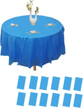 12pk Plastic Round Table Cover, 84'' Diameter, Royal Blue O77234