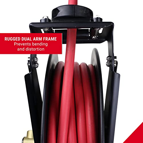Steel Dual Arm Air Hose Reel (1/2" x 50 ft.) and Air Leader Hose (1/2" x 6 ft.) G331049