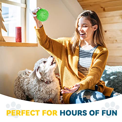 4.5'' Squeaky Dog Toy Balls, Spiky Dog Balls, Durable Puppy Chew Toys, BPA Free Non-Toxic (Purple) A5847