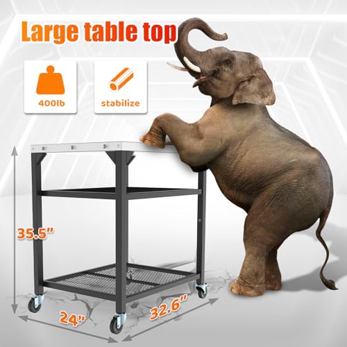 Stainless Steel Double-Shelf Outdoor Grill Table Cart B1733