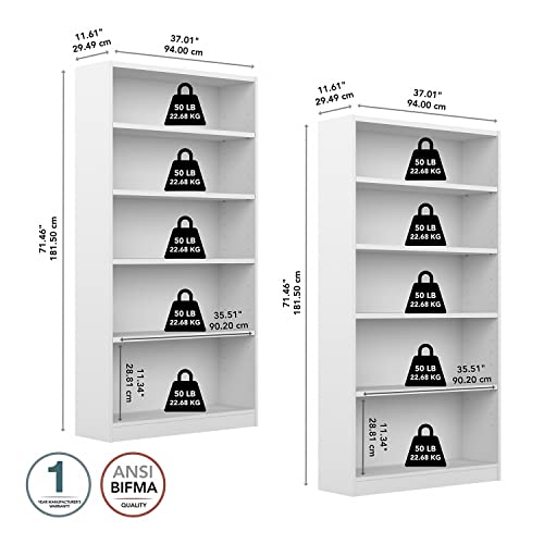 Black 5 Shelf Bookcase Set of 2 Z417114