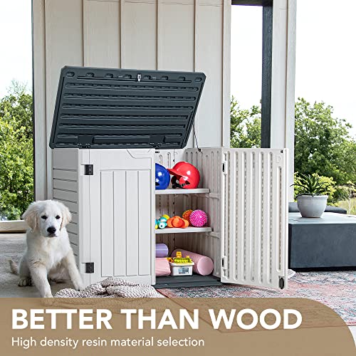 Resin Outdoor Storage Shed 34 Cu Ft Horizontal Storage Cabinet V47441