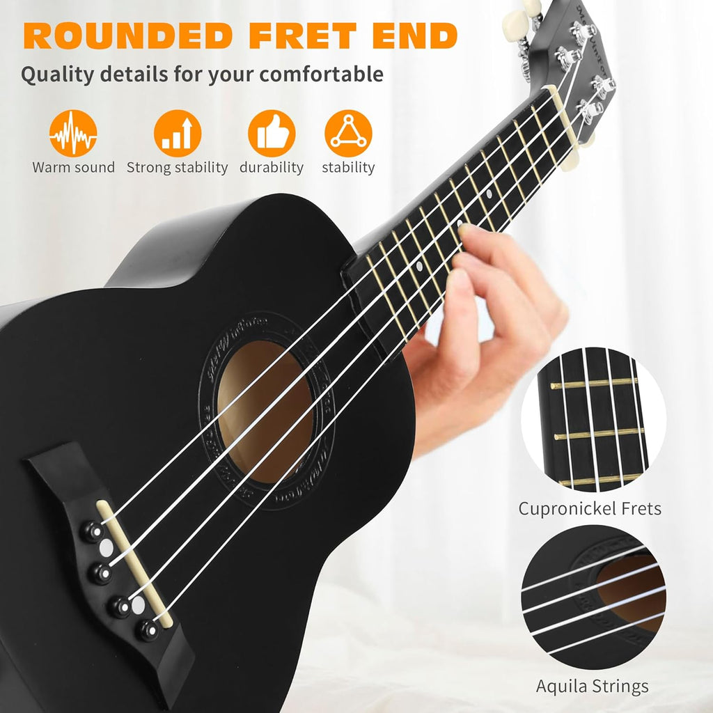 Black Soprano Ukulele 21" H81125