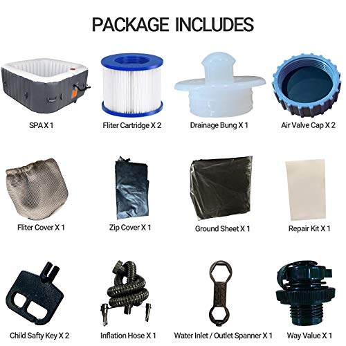 Portable Inflatable Hot Tub with 120 Bubble Jets, Black/White G574856