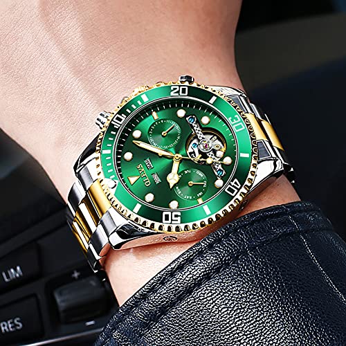 Automatic Self Winding Mechanical Stainless Steel Wrist Watch with Big Dial Waterproof Luminous Watch Rotatable Bezel Y49568