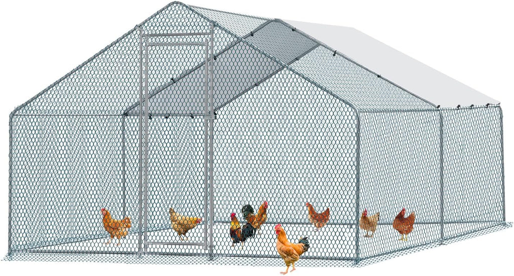 Large Metal Chicken Coop with Waterproof Cover T6903