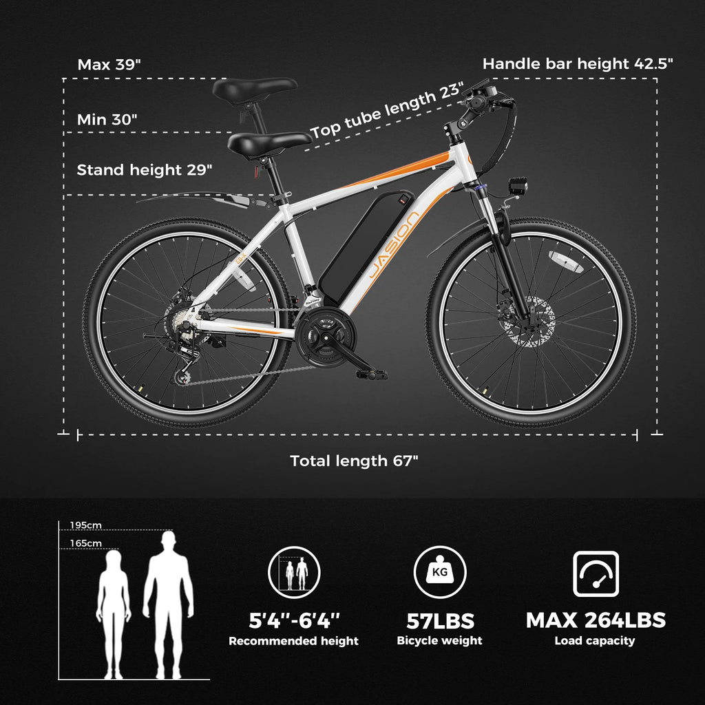 26 Electric Bike with 500W Brushless Motor, 36V 12.5Ah Removable Battery, 21 Speed Gear, Front Fork Suspension E163