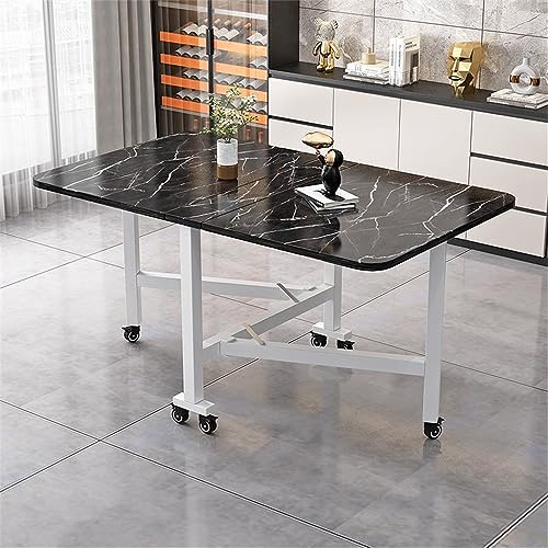 White Marble Folding Dining Table with 4 Wheel R586