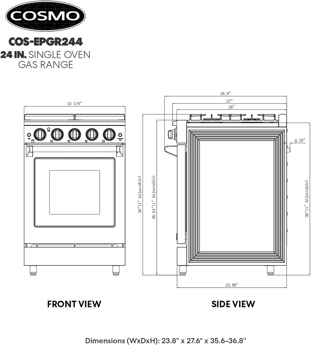 24 in. Freestanding Gas Range with 3.73 cu. ft. Capacity Oven in Stainless Steel G240