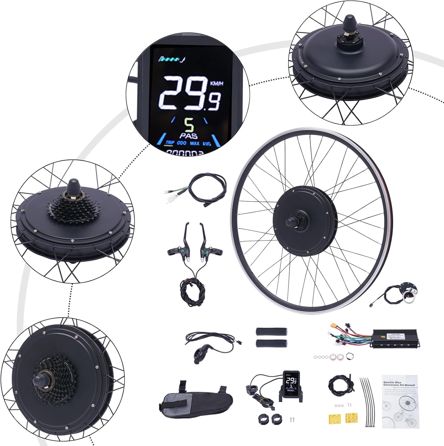 48V 1000W Front Wheel Hub Motor E-Bike Conversion Kit Q3313