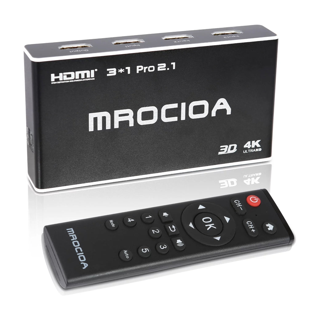 HDMI 2.1 Switch 8k 3in 1 out HDMI Splitter with IR Remote D498585