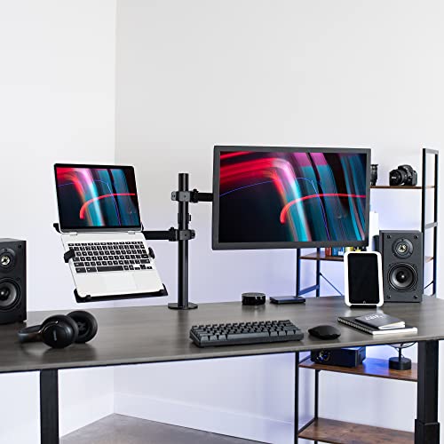 Full Motion Monitor and Laptop Desk Mount Articulating Double Arm VESA Stand J416