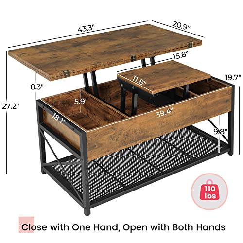 Black Lift Top Coffee Table with Storage D9225