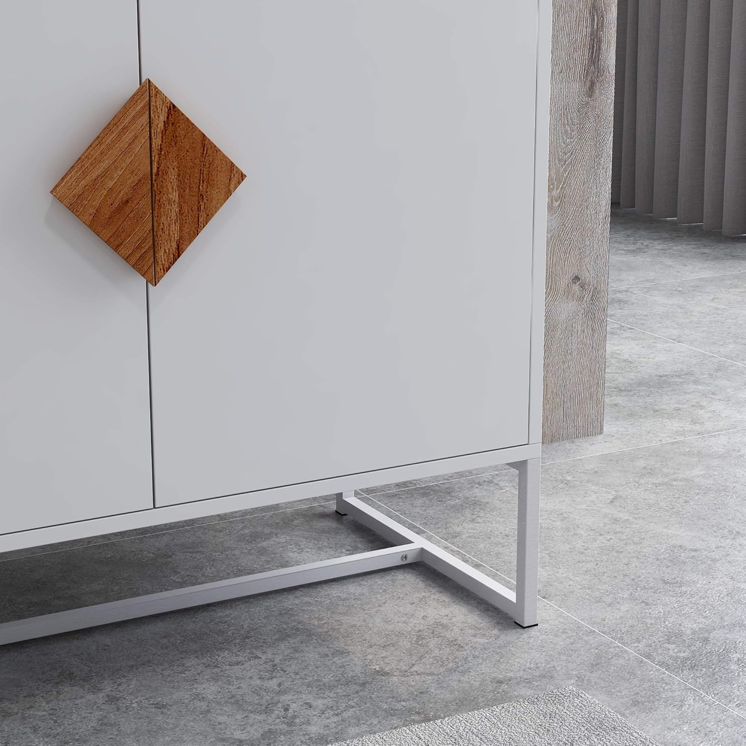 White Solid Wood Kitchen Buffet Cabinet with 2 Doors, 32 Inch A136