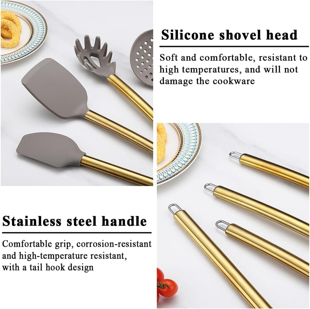 38 Piece Silicone Non-Stick Kitchen Utensils Set with Utensil Rack W832