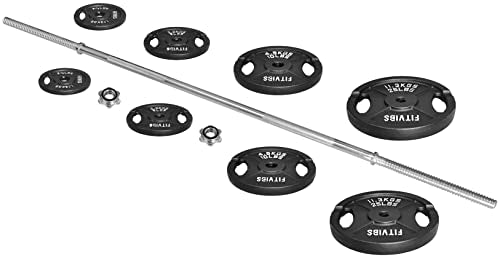 95-Pound Cast Iron Standard Weight Plates Set with 5FT Standard Barbell and Star Locks J736491