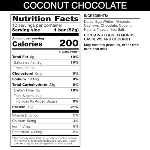 Coconut Chocolate Protein Bars, 22oz Box (12 Bars) B809