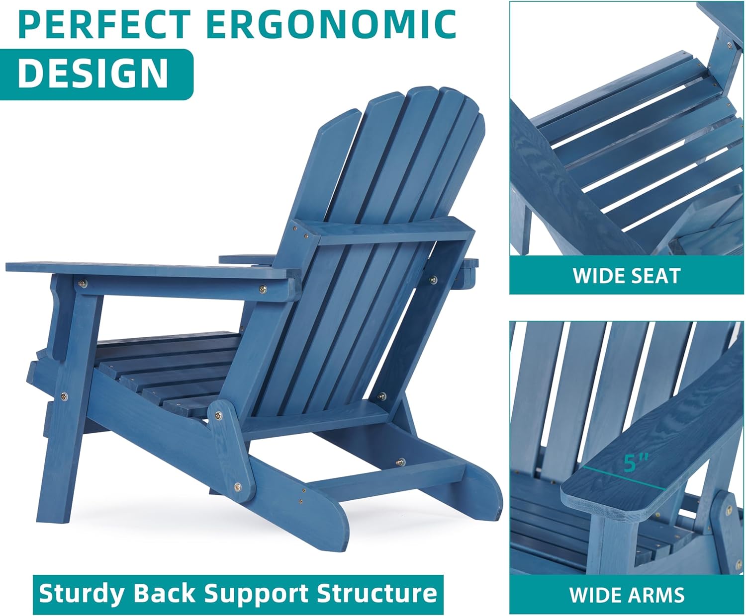 Oversize Wooden Outdoor Folding Adirondack Chair Y2996