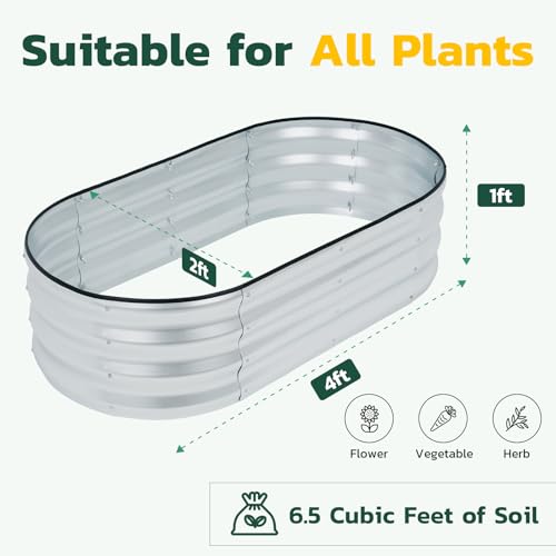 Galvanized Metal Raised Garden Bed 4x2x1 ft F810